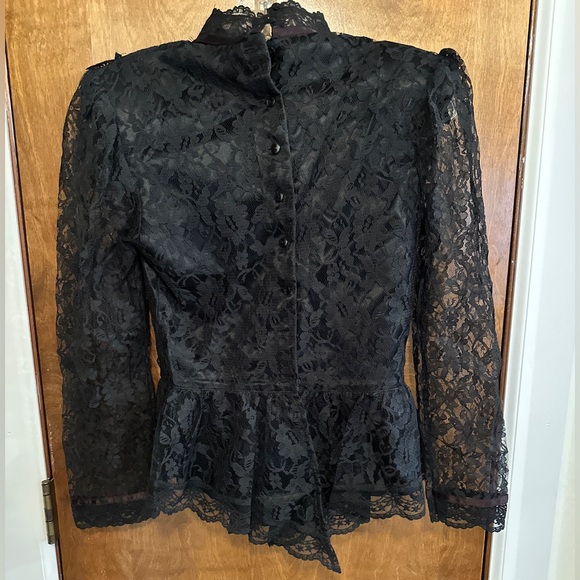 Gunne Sax Black Lace Top Size 7  or S - Picture 12 of 15